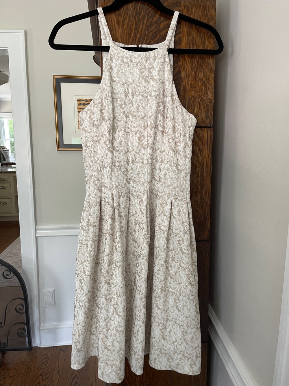 Calvin Klein Cream Textured Midi Dress Size 4